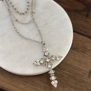 Elegant Fashion Silver Cross Pendant Necklace